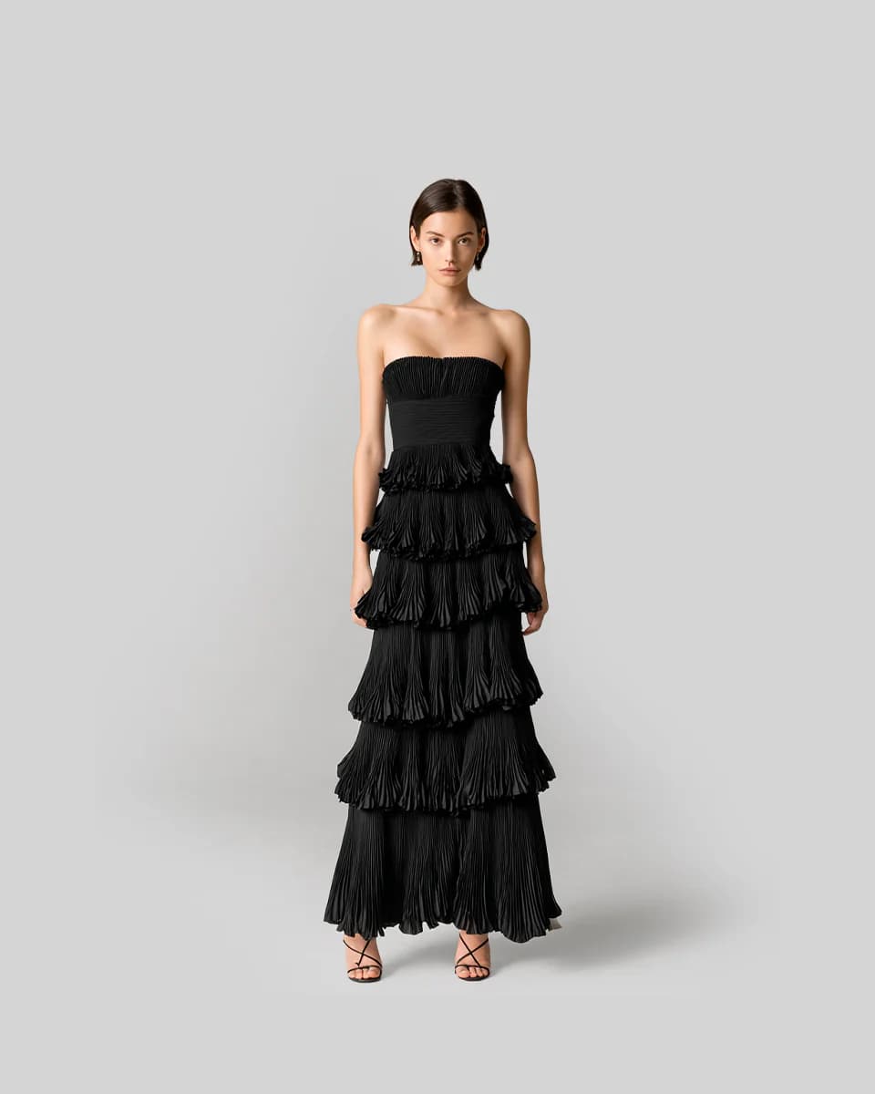 The Chevron Fringe Strapless Gown - Image 1