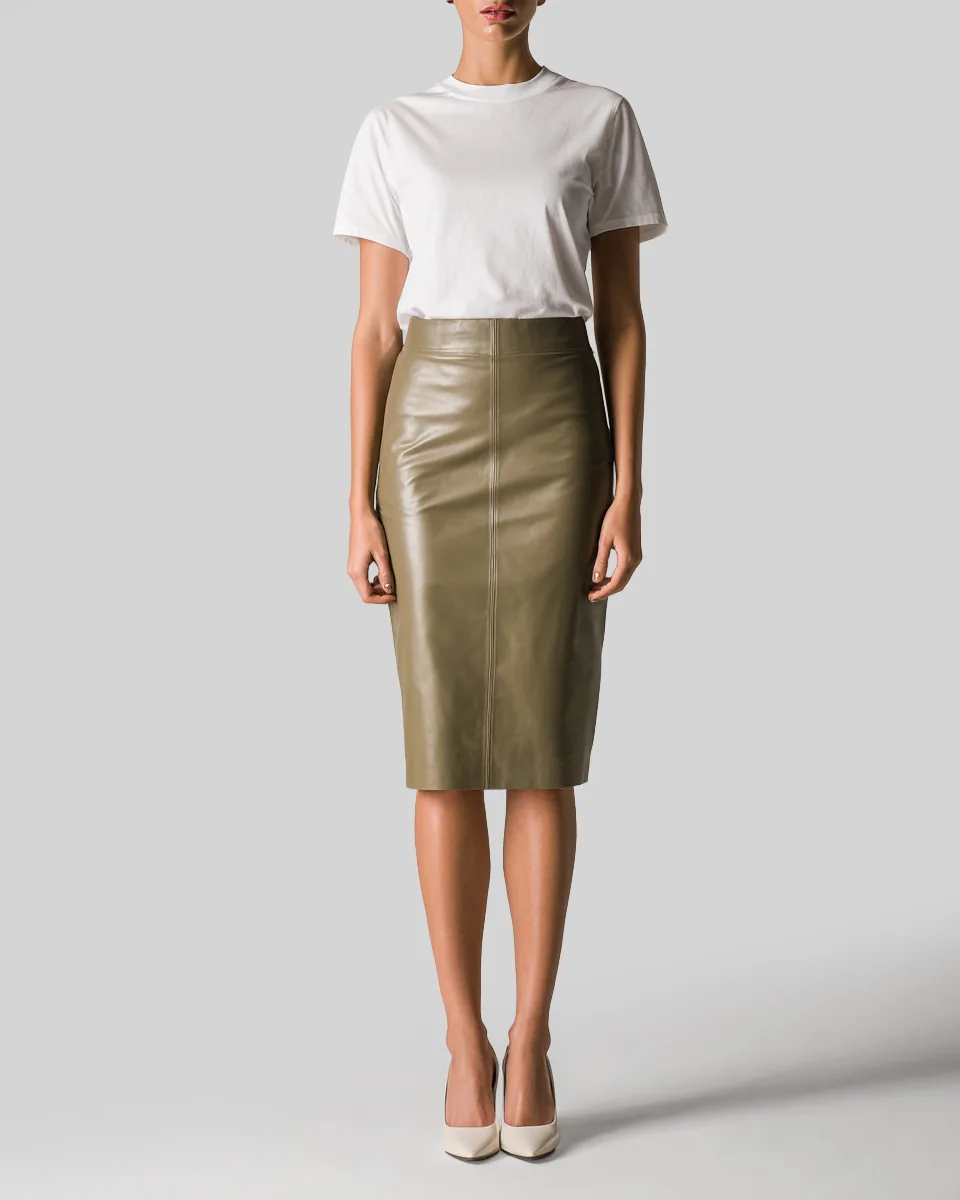 The Leather Midi Skirt - Image 1