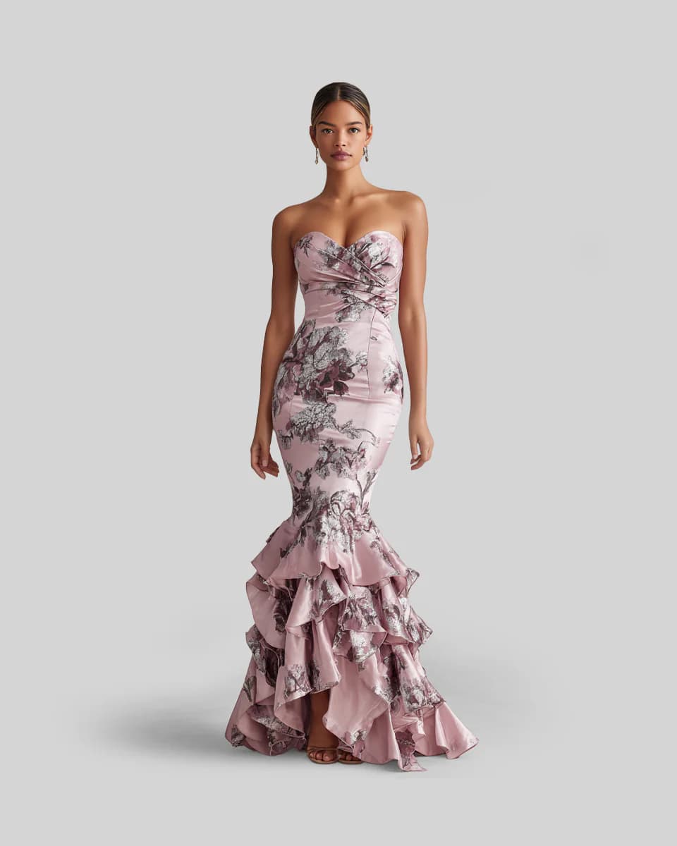 The Strapless Jacquard Mermaid Gown - Image 1