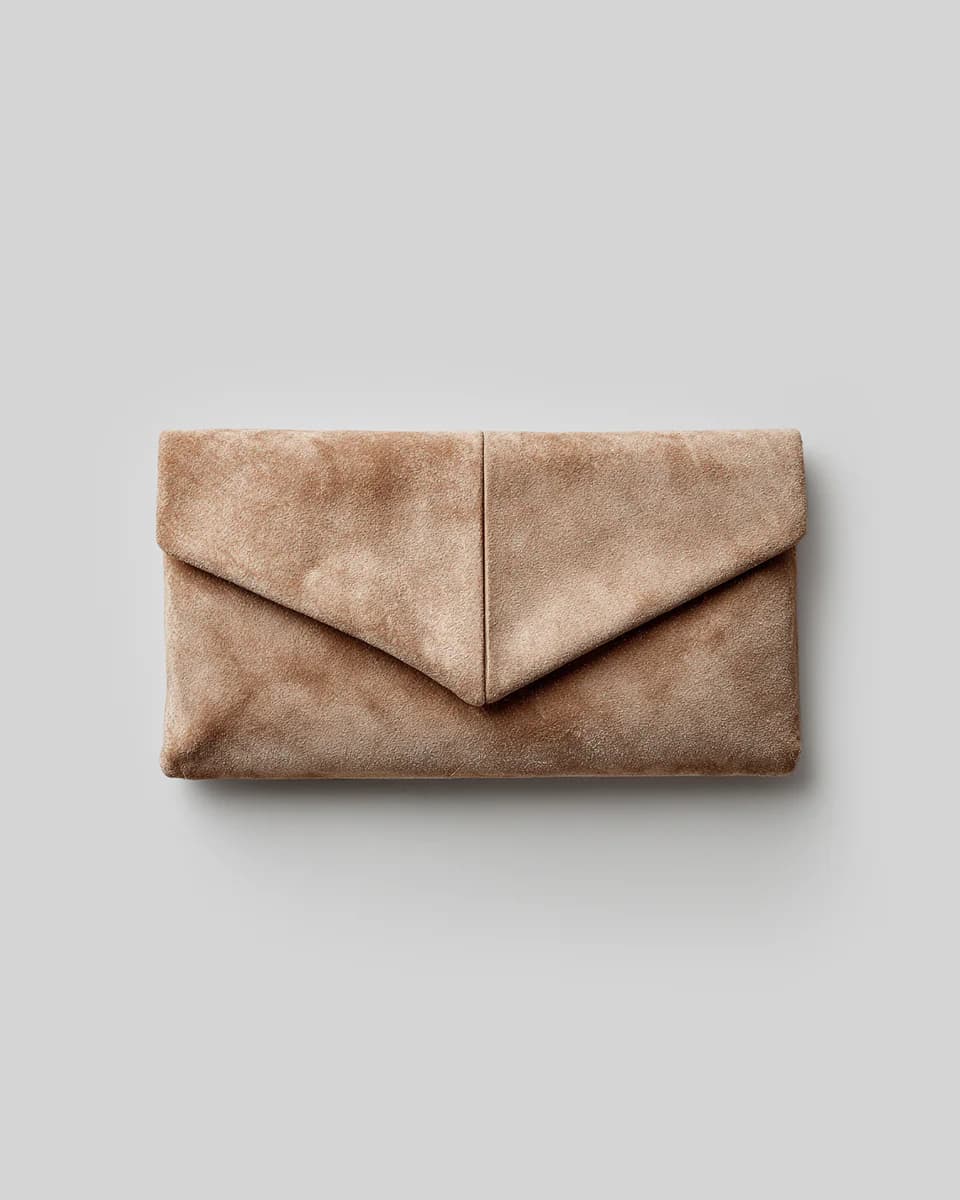 The Suede Fold Clutch - Image 1